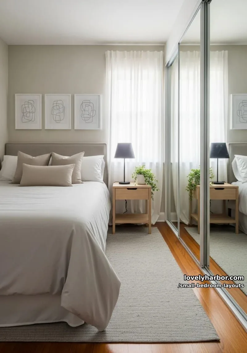 mirrored sliding closet doors to visually double the space 1