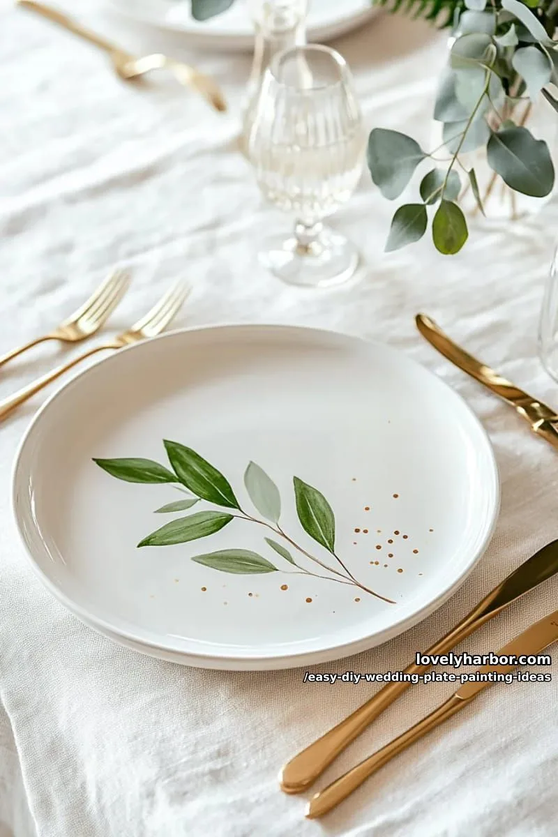 modern minimalist leafy branch along one edge, with subtle gold dots 1