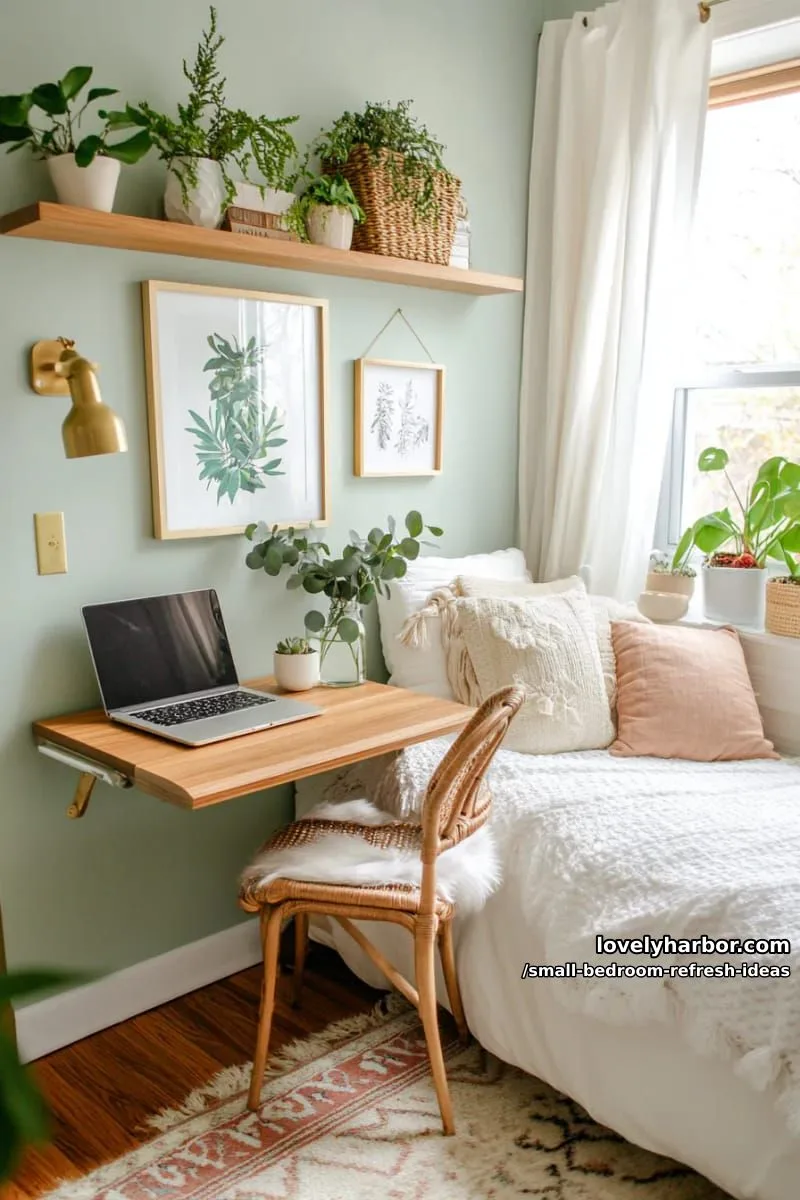 mount a slim, fold-out desk for a compact, modern workspace 1