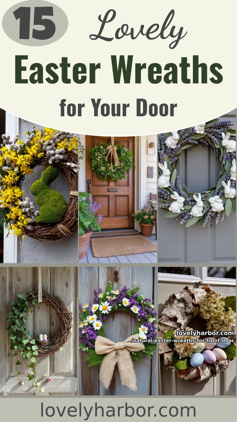 15 Natural Easter Wreaths For Front Door For A Fresh Spring Welcome 54 natural easter wreaths for front door - Collage 53