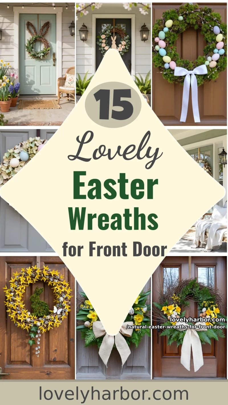 15 Natural Easter Wreaths For Front Door For A Fresh Spring Welcome 60 natural easter wreaths for front door - Collage 59