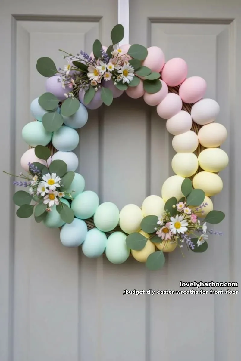 ombre painted egg wreath in gradient colors for a modern easter twist 1
