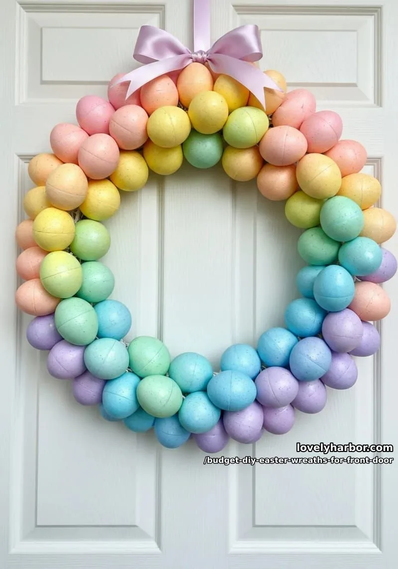 ombre painted egg wreath in gradient colors for a modern easter twist 1