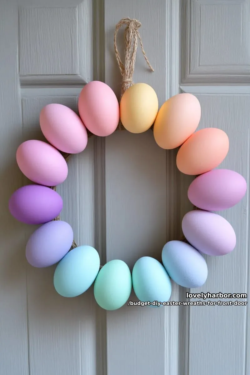 ombre painted egg wreath in gradient colors for a modern easter twist 1