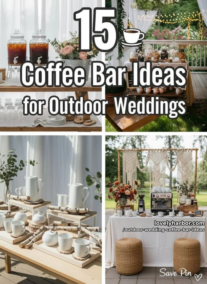 15 Outdoor Wedding Coffee Bar Ideas Adding Warmth To Your Big Day 36 outdoor wedding coffee bar ideas - Collage 35