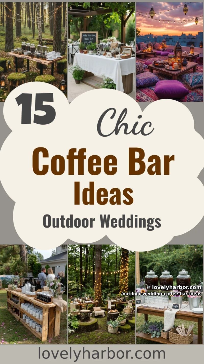 15 Outdoor Wedding Coffee Bar Ideas Adding Warmth To Your Big Day 38 outdoor wedding coffee bar ideas - Collage 37