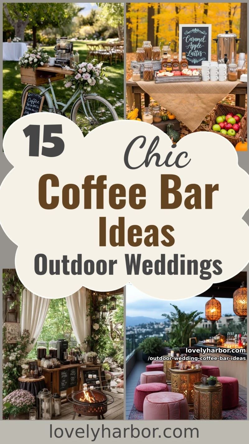 15 Outdoor Wedding Coffee Bar Ideas Adding Warmth To Your Big Day 39 outdoor wedding coffee bar ideas - Collage 38