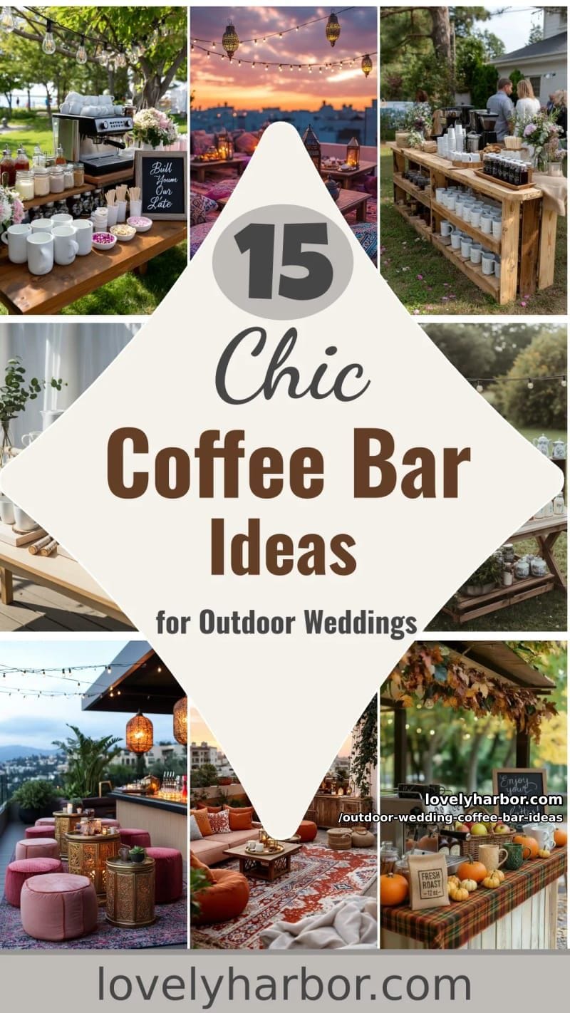 15 Outdoor Wedding Coffee Bar Ideas Adding Warmth To Your Big Day 40 outdoor wedding coffee bar ideas - Collage 39