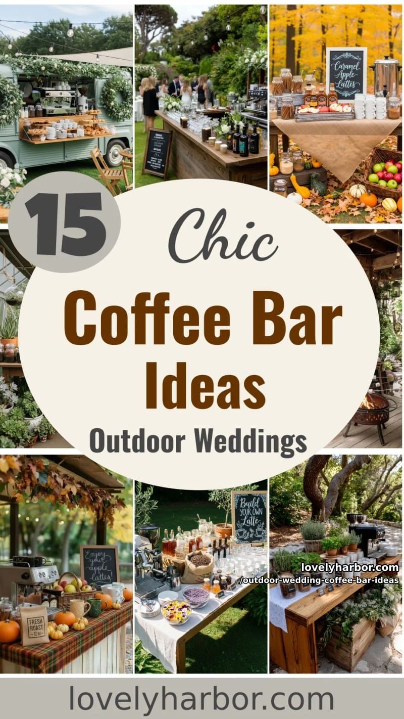 15 Outdoor Wedding Coffee Bar Ideas Adding Warmth To Your Big Day 43 outdoor wedding coffee bar ideas - Collage 42
