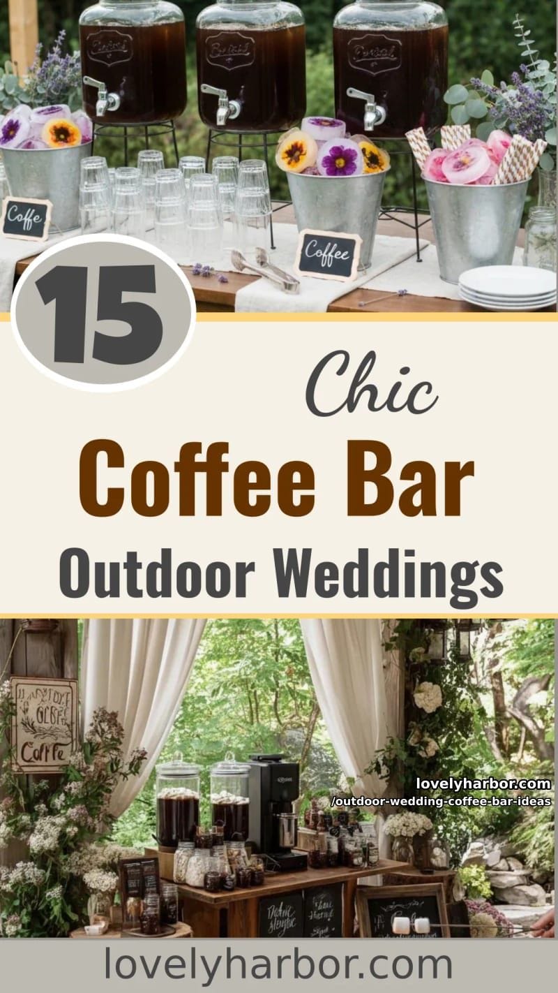 15 Outdoor Wedding Coffee Bar Ideas Adding Warmth To Your Big Day 44 outdoor wedding coffee bar ideas - Collage 43