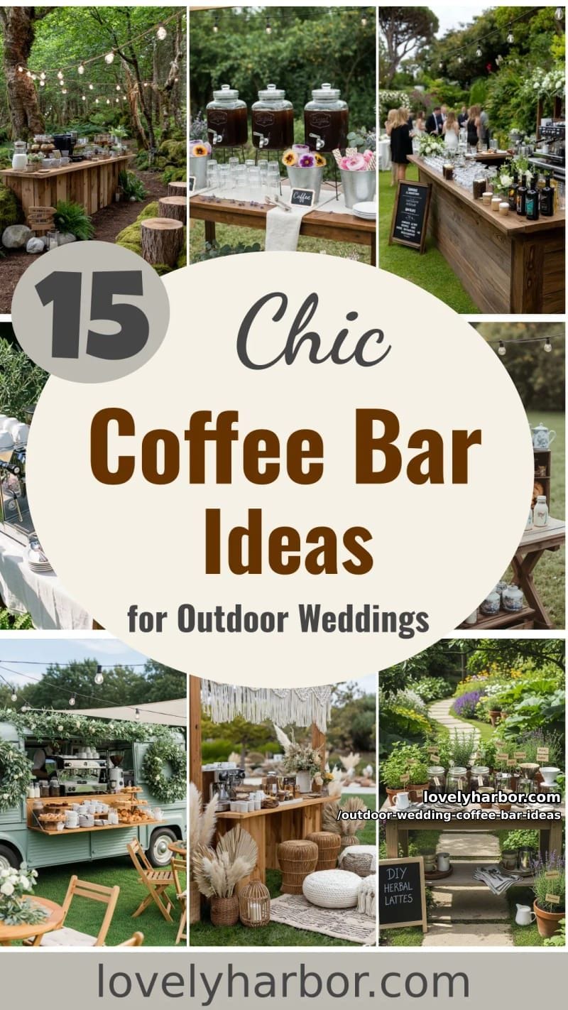 15 Outdoor Wedding Coffee Bar Ideas Adding Warmth To Your Big Day 45 outdoor wedding coffee bar ideas - Collage 44