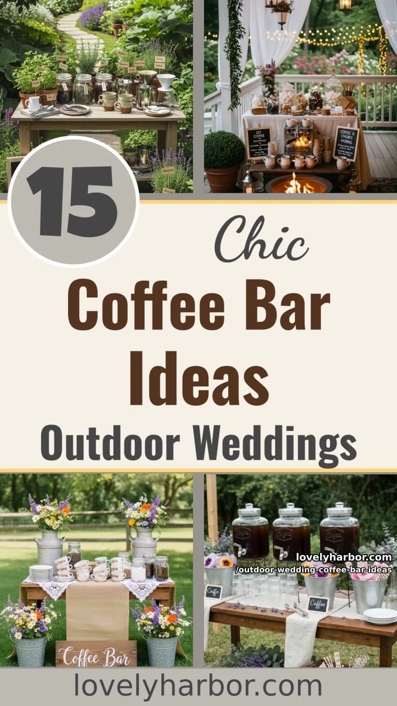 15 Outdoor Wedding Coffee Bar Ideas Adding Warmth To Your Big Day 46 outdoor wedding coffee bar ideas - Collage 45