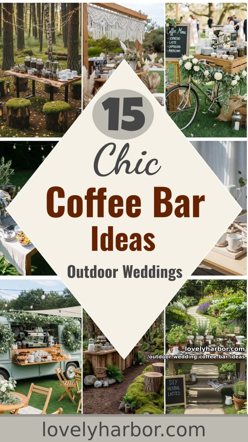 15 Outdoor Wedding Coffee Bar Ideas Adding Warmth To Your Big Day 48 outdoor wedding coffee bar ideas - Collage 47