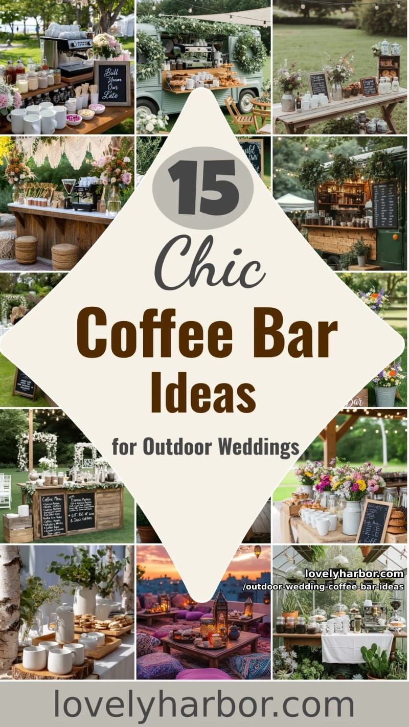 15 Outdoor Wedding Coffee Bar Ideas Adding Warmth To Your Big Day 49 outdoor wedding coffee bar ideas - Collage 48