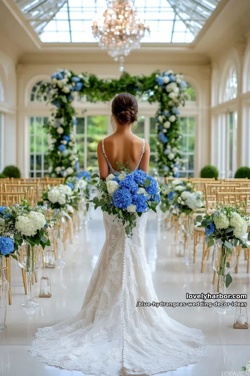 oversized blue hydrangea statement bouquet for the bride 1