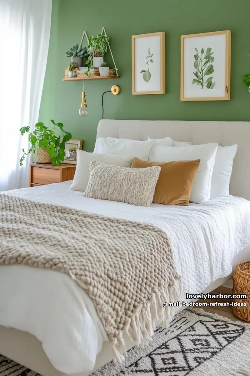 paint one wall a serene sage green for a subtle, stylish accent 1