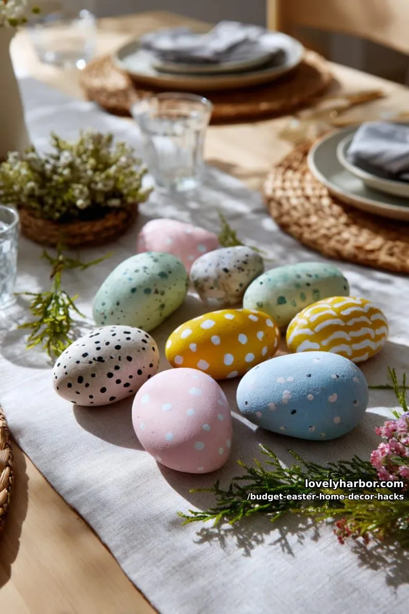 painted rocks as whimsical easter egg table scatter 1