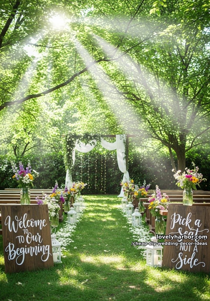 pallet wood signs with hand-painted messages for ceremony decor 1