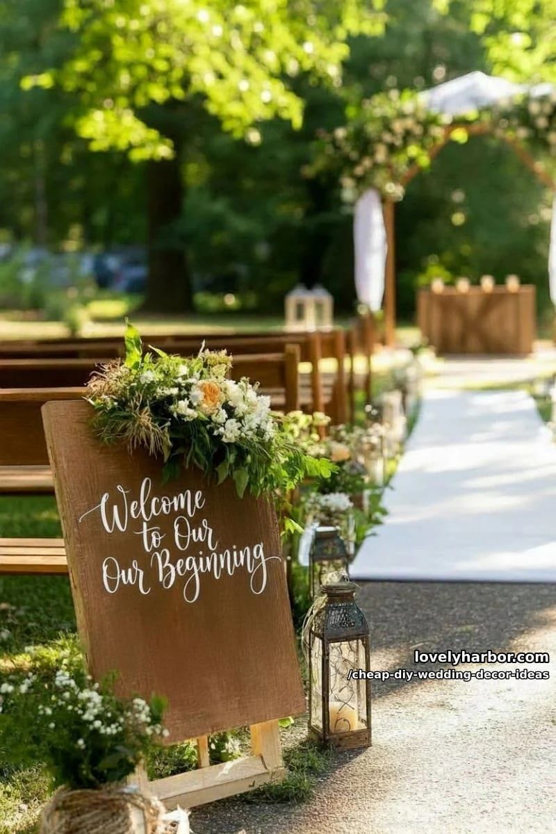 pallet wood signs with hand-painted messages for ceremony decor 1