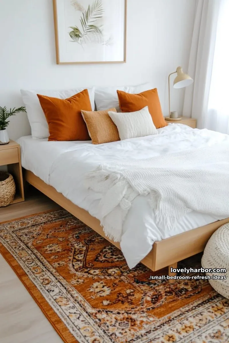 place a vintage rug in warm tones for instant character and softness 1