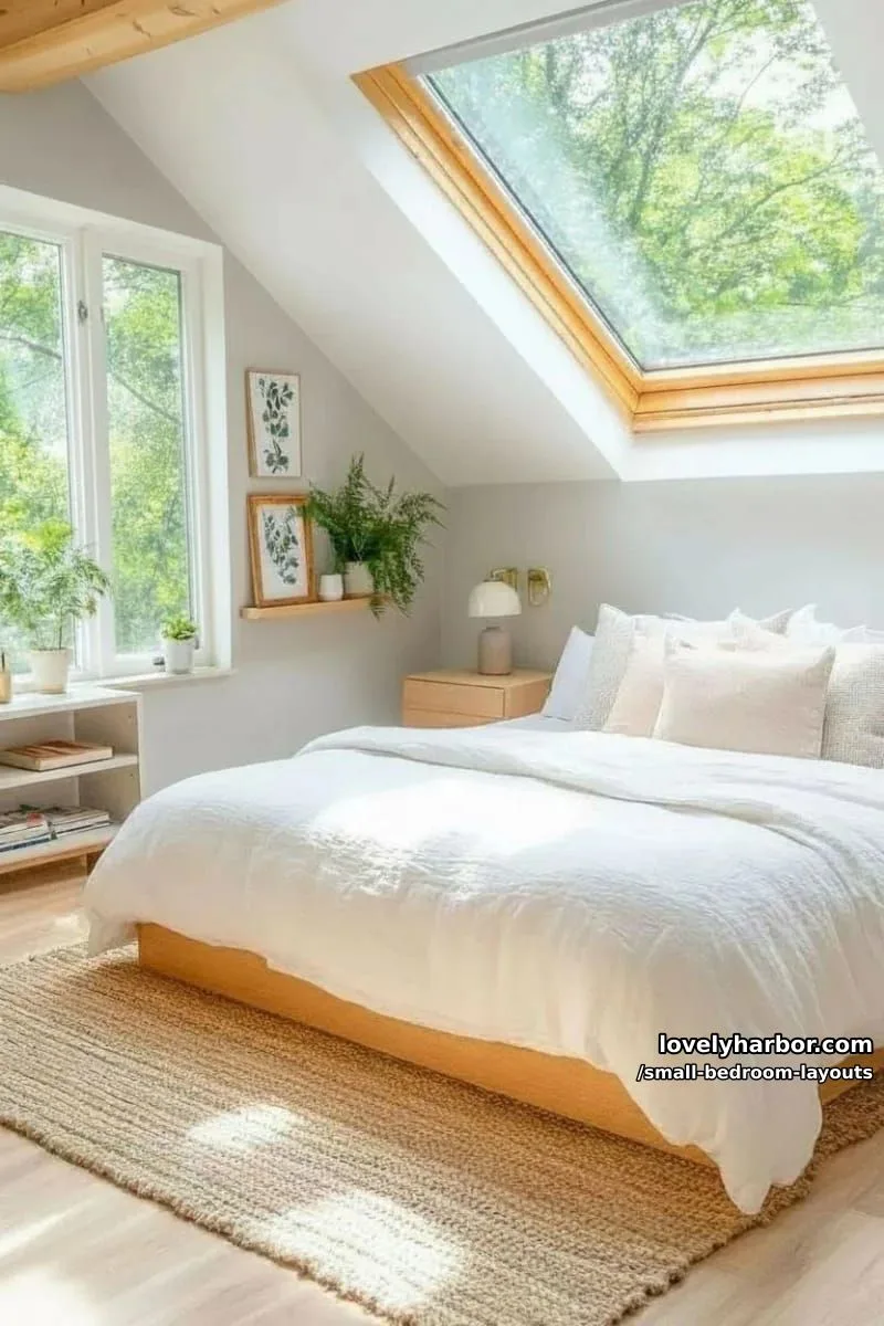 platform bed centered under a skylight for a bright, airy retreat 1