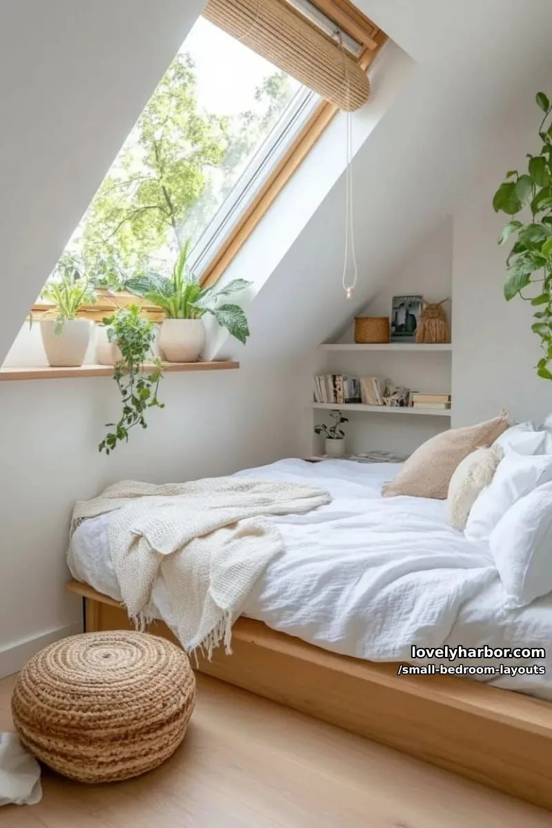 platform bed centered under a skylight for a bright, airy retreat 1