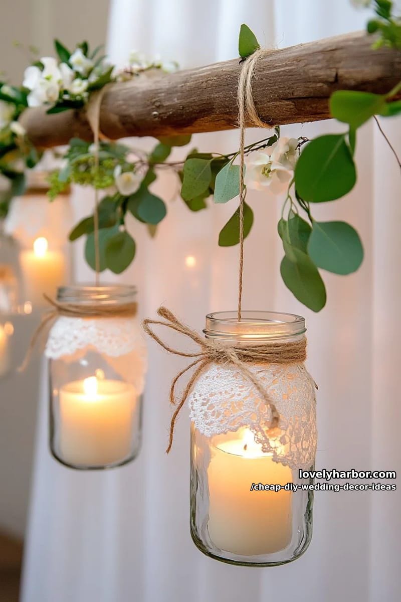 recycled glass jars as hanging lanterns with led candles 1