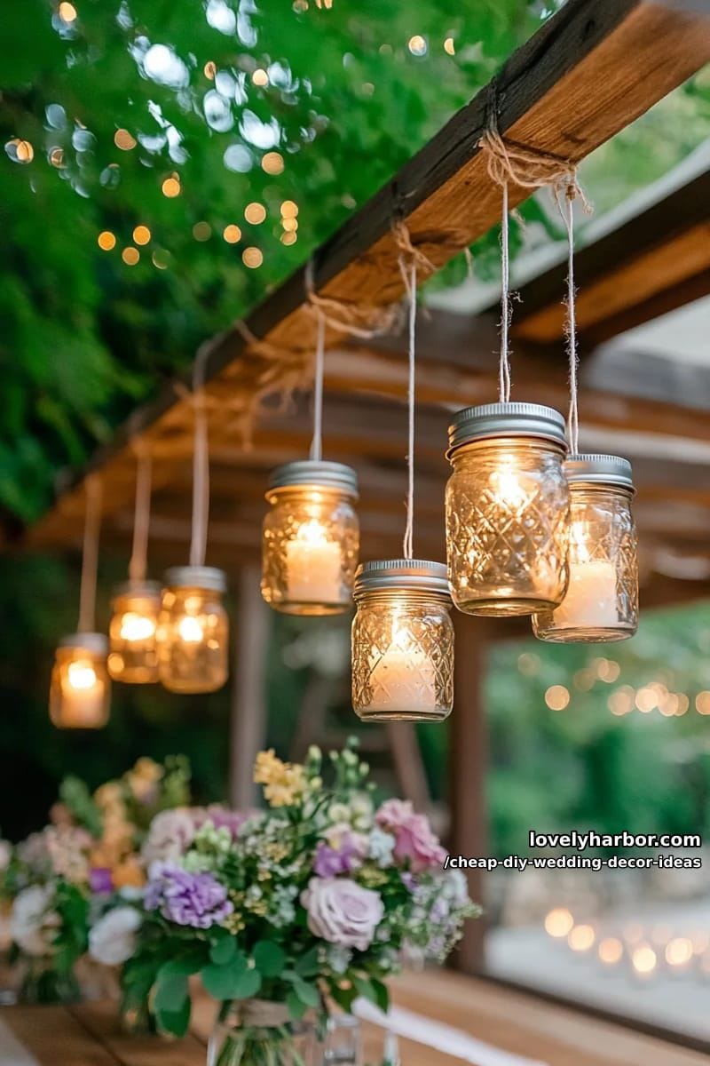 recycled glass jars as hanging lanterns with led candles 1