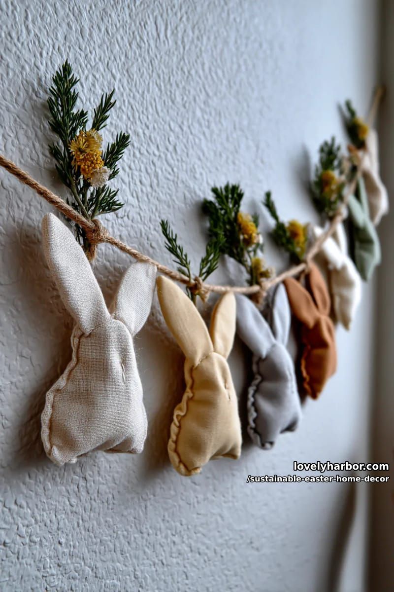 reusable fabric bunny garlands in soft earth tones for wall accents 1