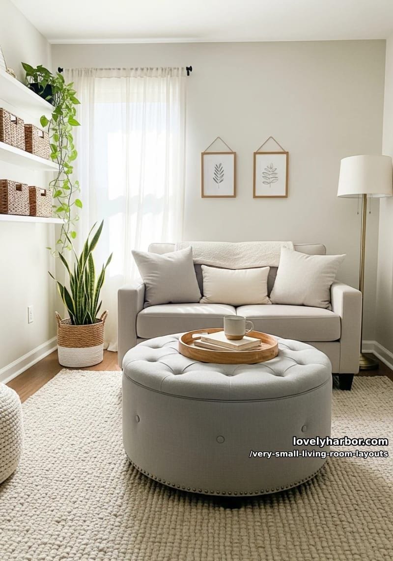 round ottoman coffee table for multifunctional seating and storage 1