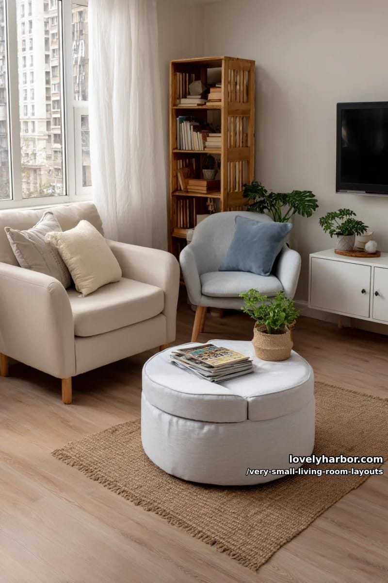 round ottoman coffee table for multifunctional seating and storage 1