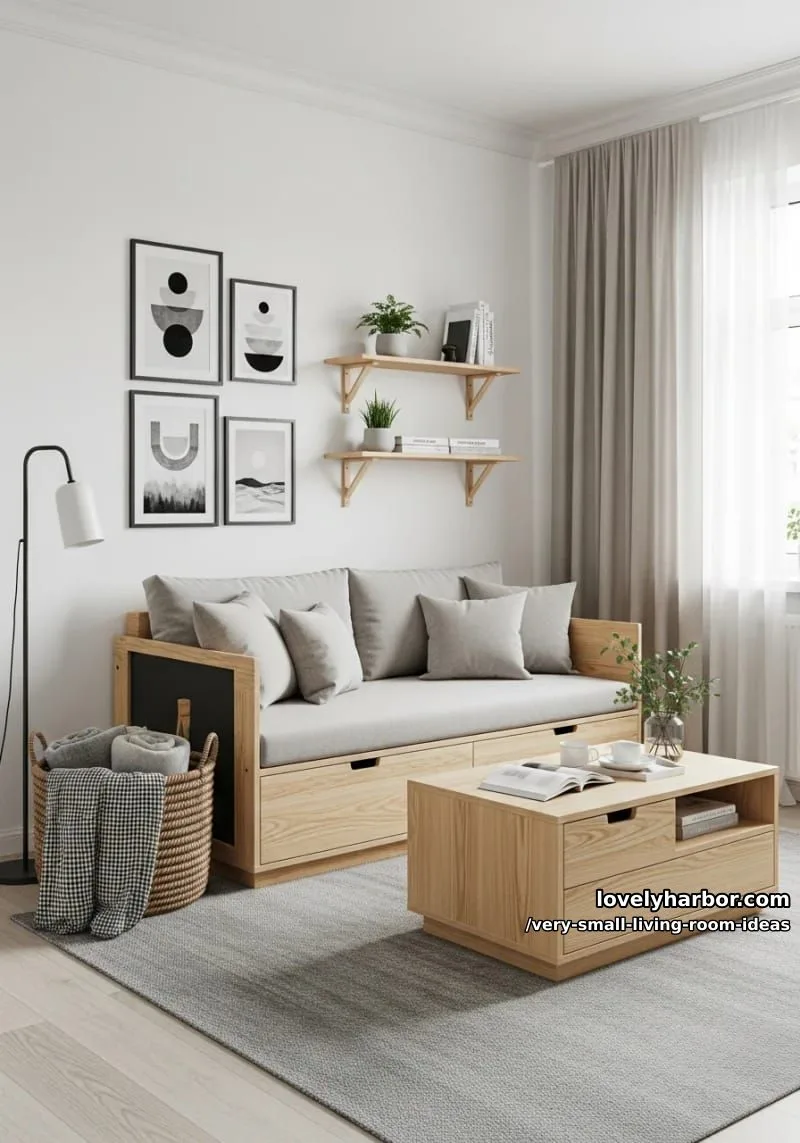 scandinavian-inspired light wood furniture with built-in storage compartments 1
