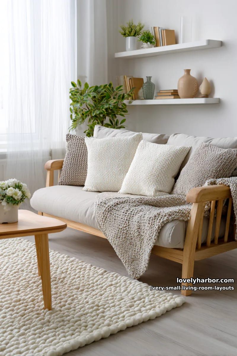 scandinavian layout with pale woods and layered neutral textiles 1