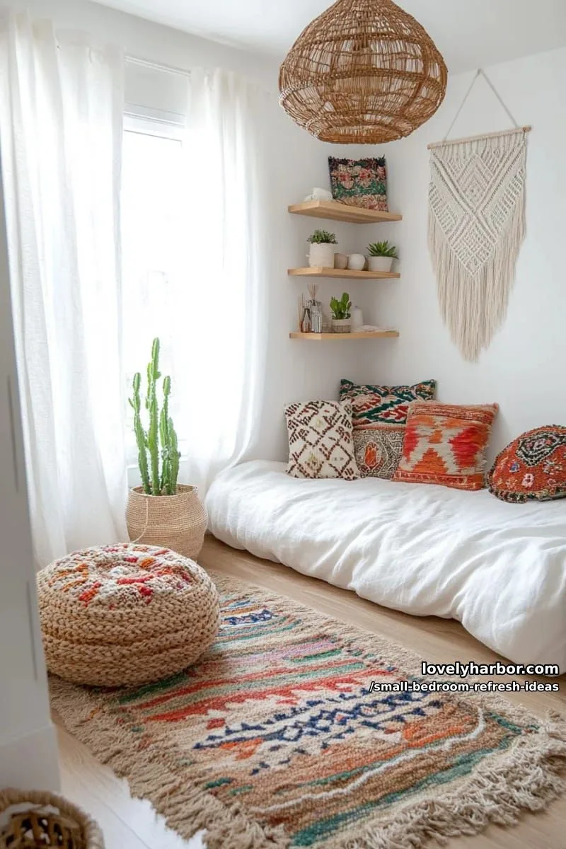scatter boho-inspired floor cushions for a flexible, playful seating nook 1