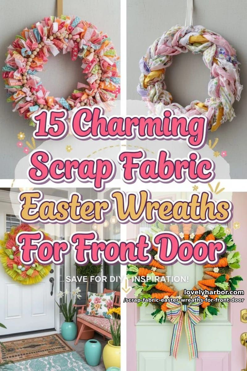 15 Scrap Fabric Easter Wreath For Front Door Designs You Must Try 39 scrap fabric easter wreaths for front door - Collage 38