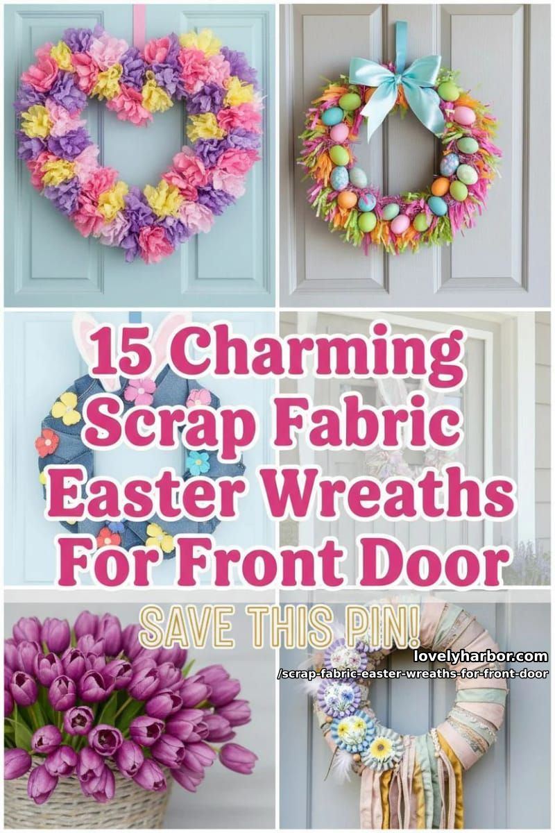 15 Scrap Fabric Easter Wreath For Front Door Designs You Must Try 40 scrap fabric easter wreaths for front door - Collage 39
