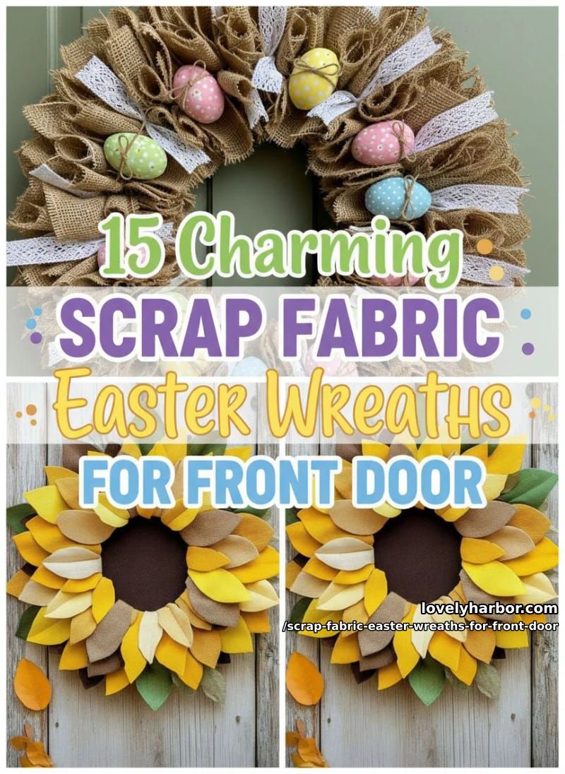 15 Scrap Fabric Easter Wreath For Front Door Designs You Must Try 41 scrap fabric easter wreaths for front door - Collage 40