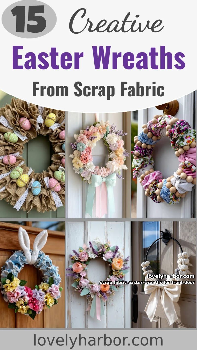 15 Scrap Fabric Easter Wreath For Front Door Designs You Must Try 44 scrap fabric easter wreaths for front door - Collage 43