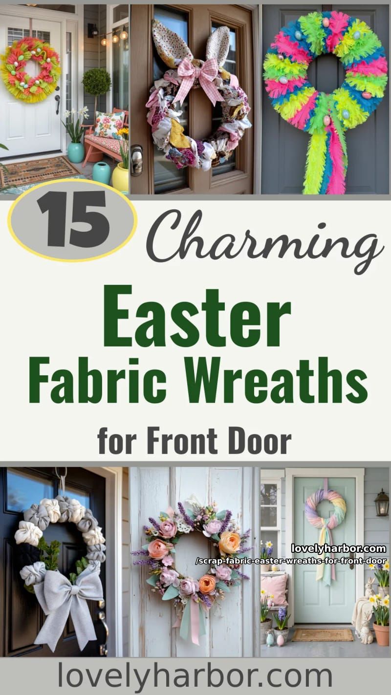 15 Scrap Fabric Easter Wreath For Front Door Designs You Must Try 45 scrap fabric easter wreaths for front door - Collage 44