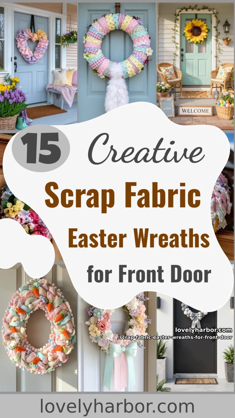 15 Scrap Fabric Easter Wreath For Front Door Designs You Must Try 49 scrap fabric easter wreaths for front door - Collage 48