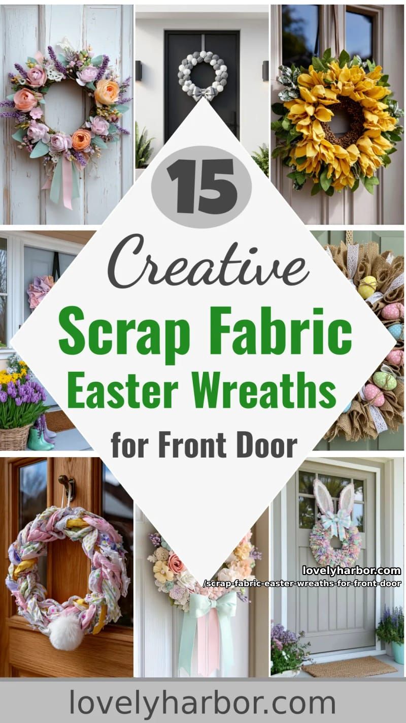 15 Scrap Fabric Easter Wreath For Front Door Designs You Must Try 50 scrap fabric easter wreaths for front door - Collage 49