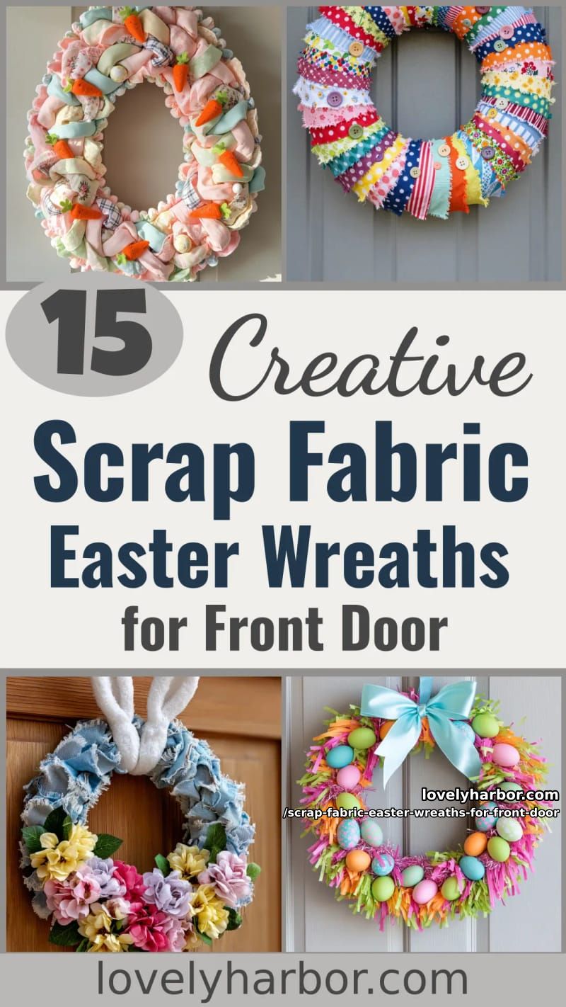 15 Scrap Fabric Easter Wreath For Front Door Designs You Must Try 51 scrap fabric easter wreaths for front door - Collage 50
