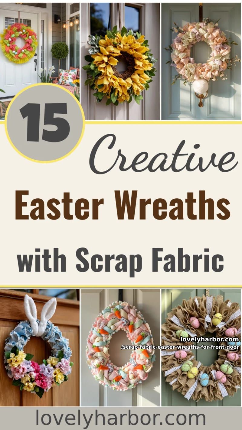 15 Scrap Fabric Easter Wreath For Front Door Designs You Must Try 52 scrap fabric easter wreaths for front door - Collage 51