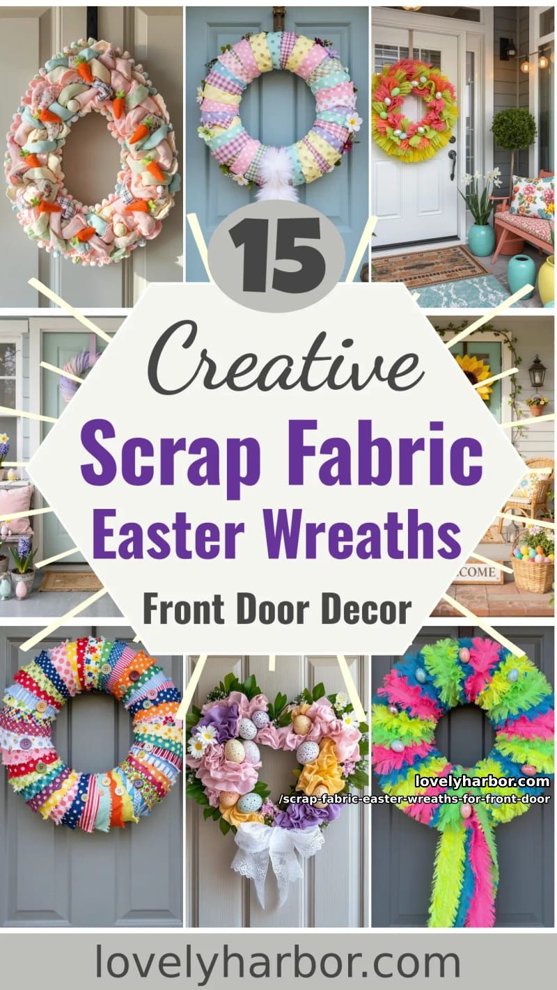 15 Scrap Fabric Easter Wreath For Front Door Designs You Must Try 53 scrap fabric easter wreaths for front door - Collage 52