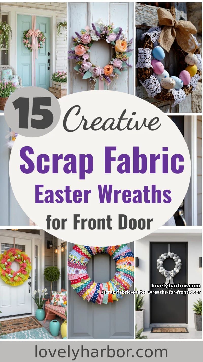 15 Scrap Fabric Easter Wreath For Front Door Designs You Must Try 55 scrap fabric easter wreaths for front door - Collage 54
