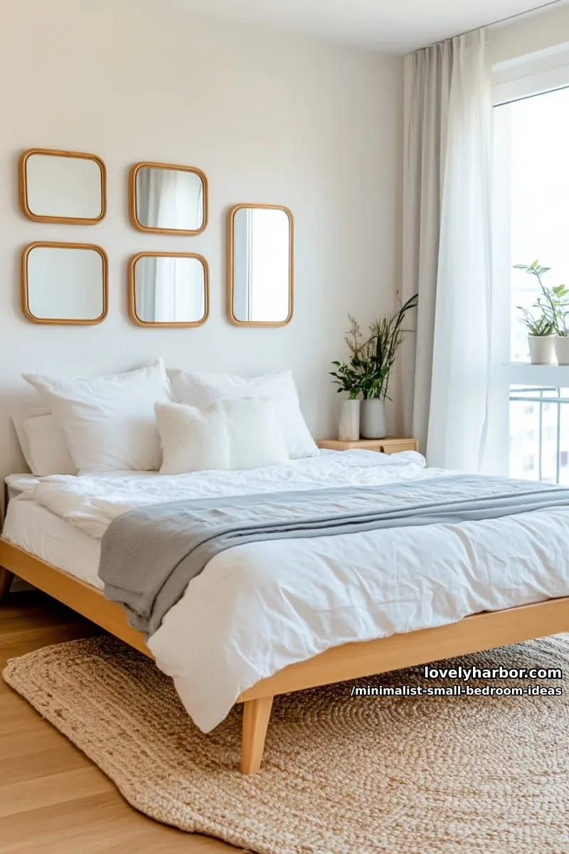 small geometric mirrors arranged as wall art for depth and reflection 1