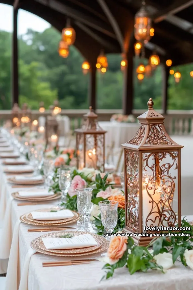 softly glowing lanterns etched with nature-inspired linework and motifs 1