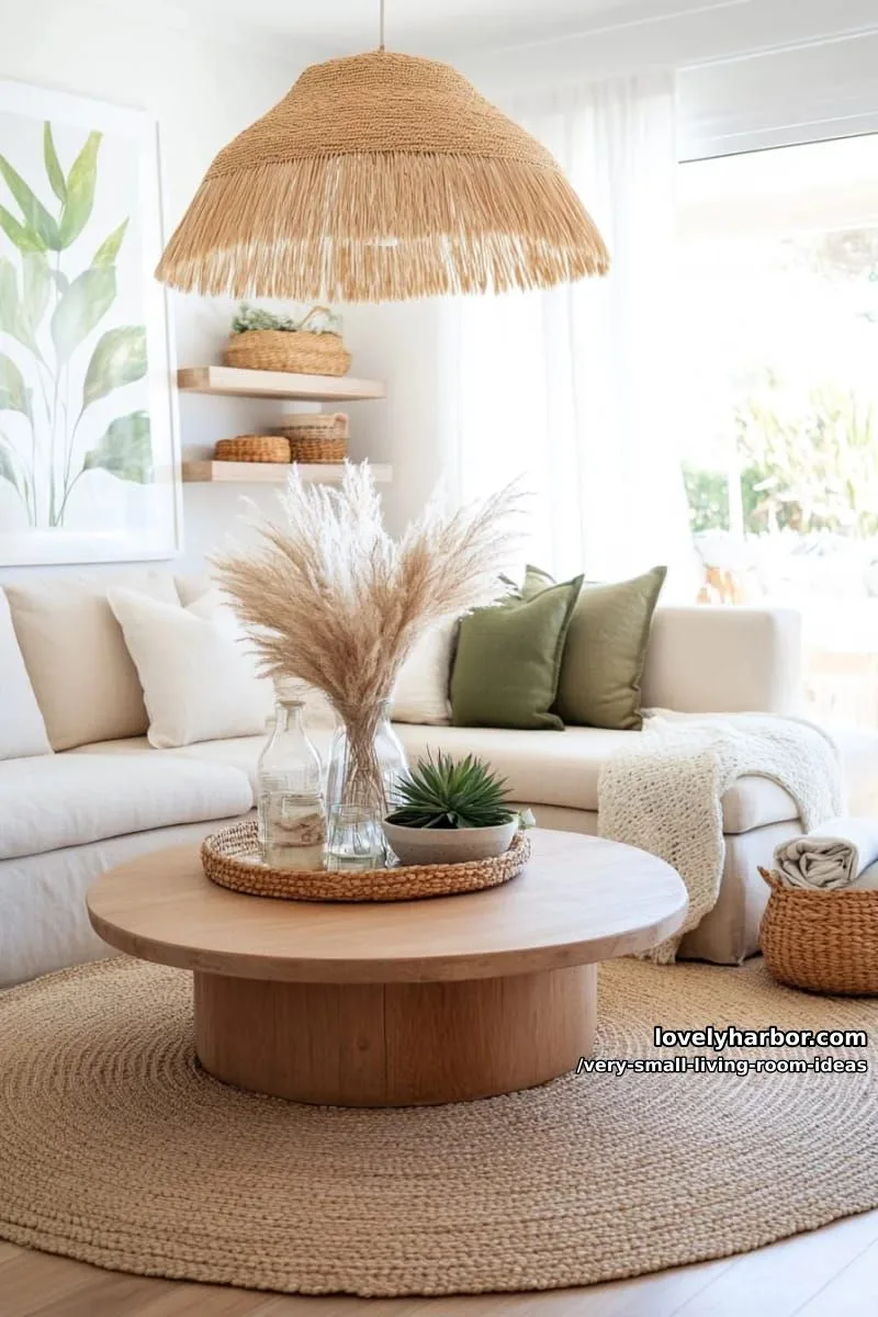 statement pendant or rattan light fixture for vertical interest 1