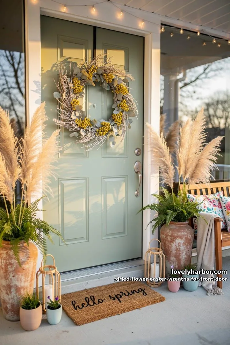 sun-bleached eucalyptus combined with yellow billy balls for a modern spring vibe 1