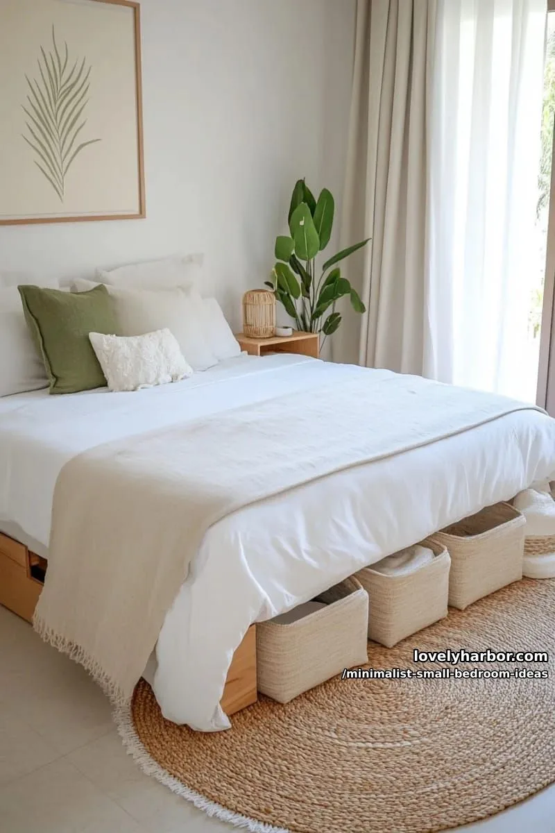 under-bed storage bins in muted tones for decluttered floor space 1